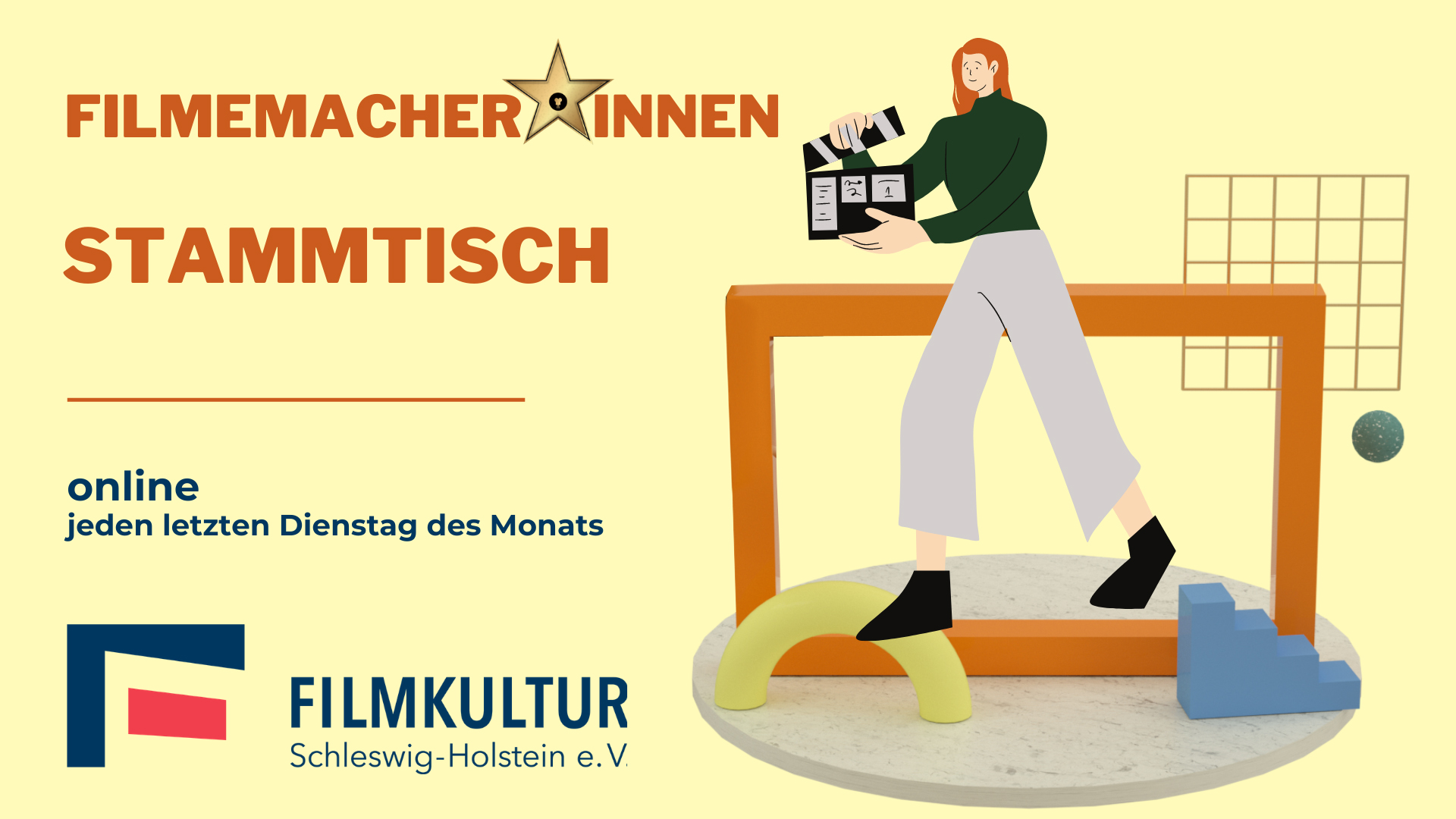Gelbes Facebook-Event-Titelbild Mit Illustration Film Virtuelles