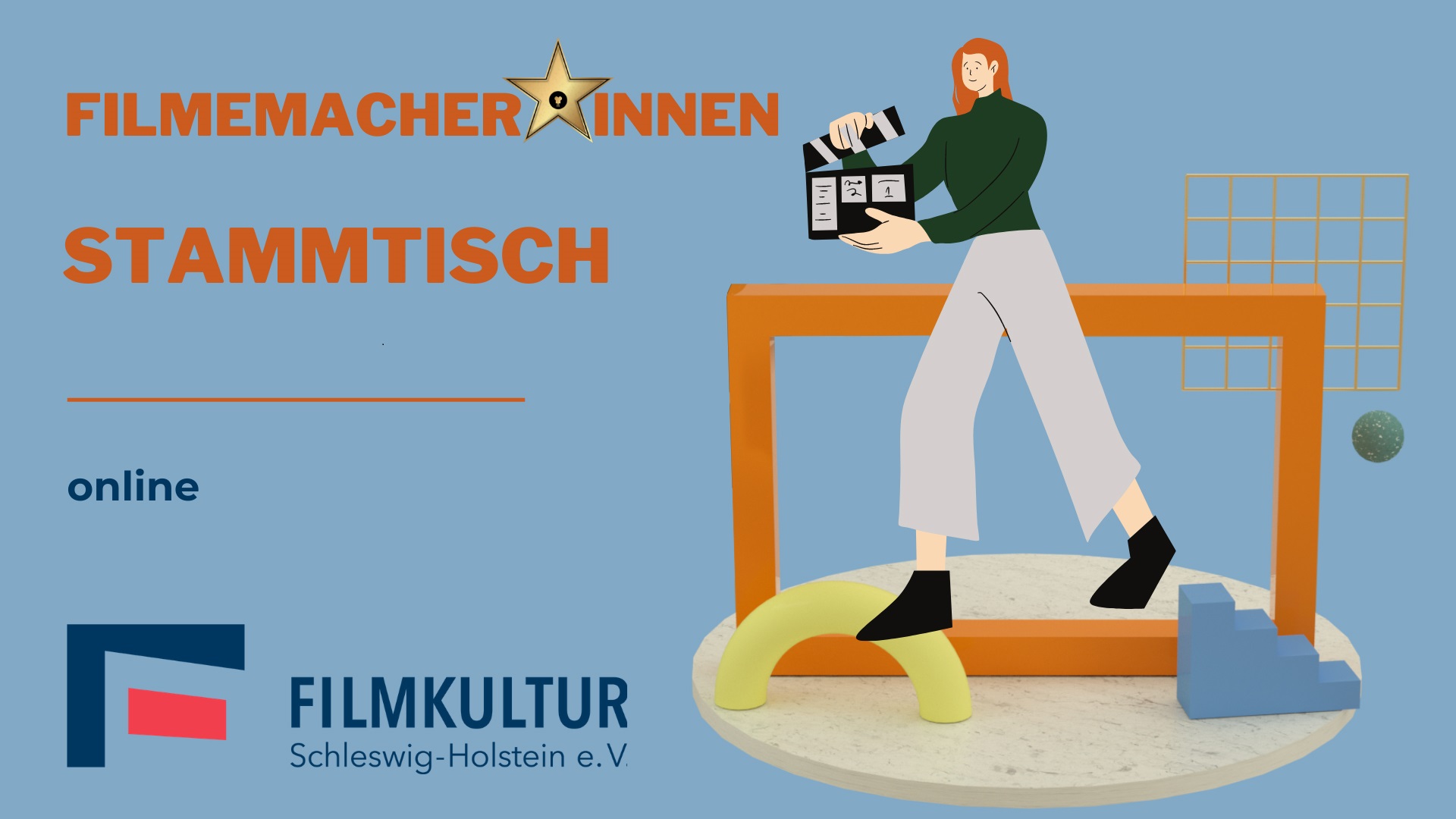 Gelbes Facebook-Event-Titelbild Mit Illustration Film Virtuelles